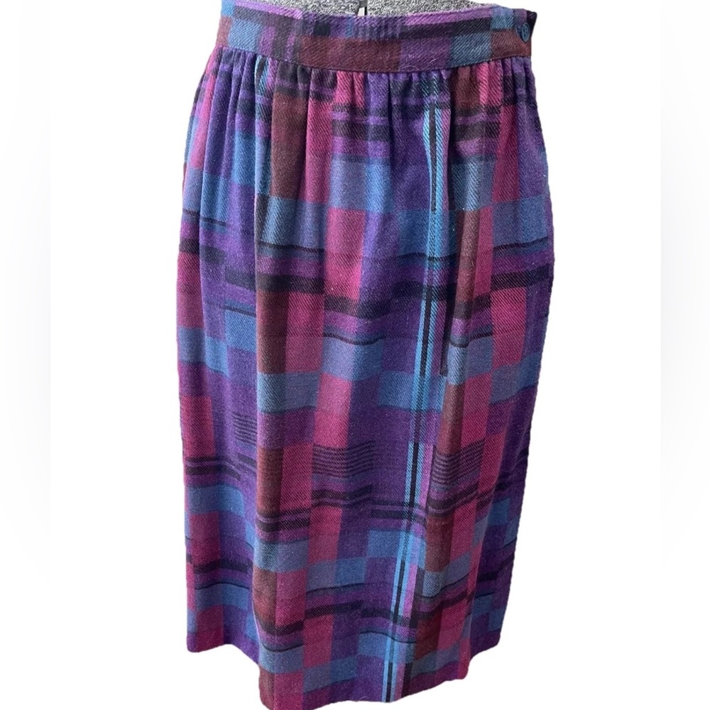 Folio by Fire islander-purple size 14-wool blend midi skirt-USA 1980s‎ vintage